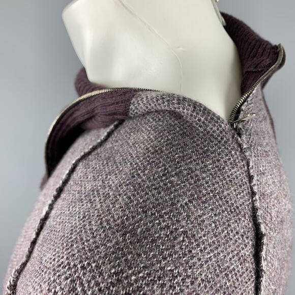 NICE COLLECTIVE Size M Purple Merino Wool High Collar Zipper Sweater - Picture 3 of 6